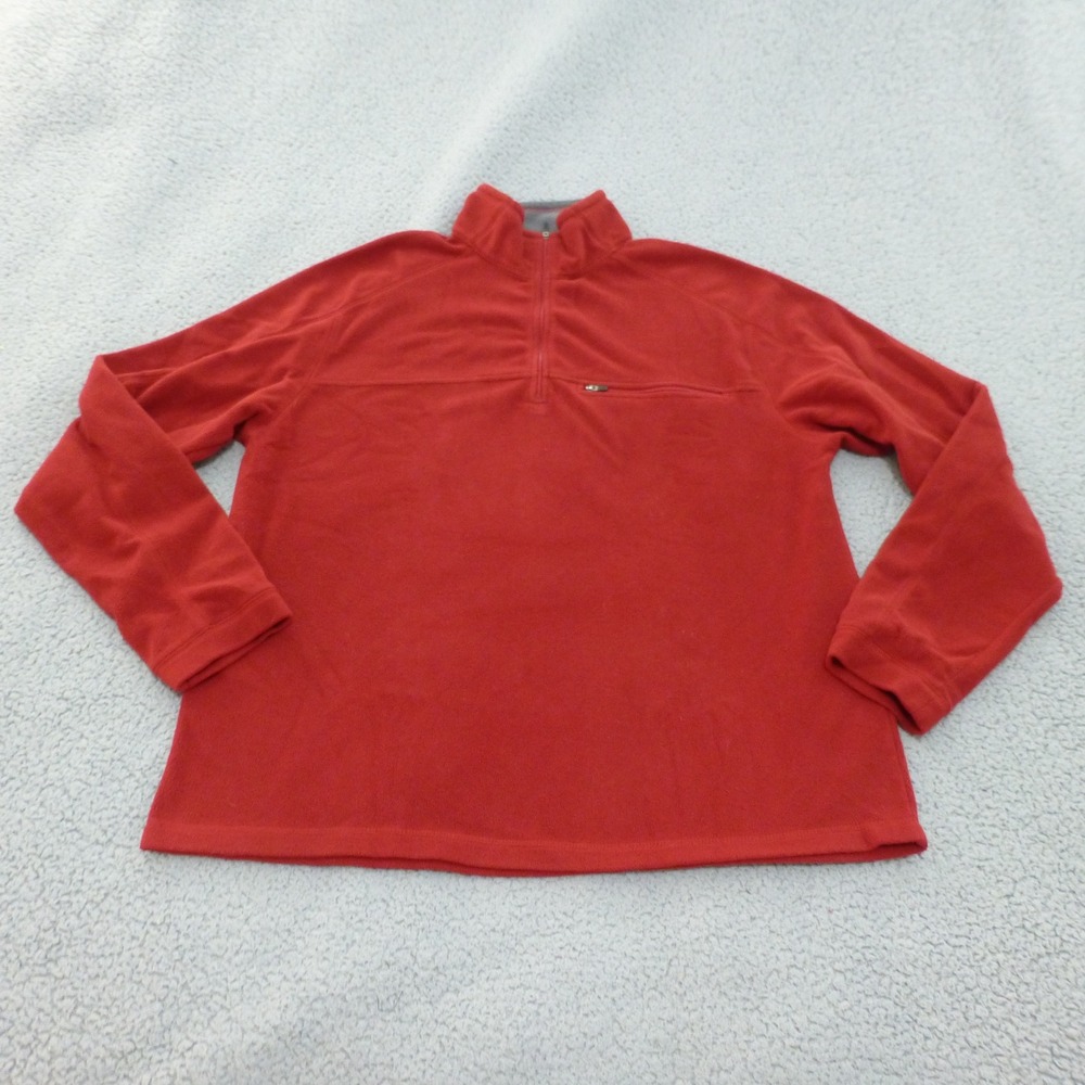LL Bean Fleece Pullover Mens Large Red Quarter Zip Jacket Sweater